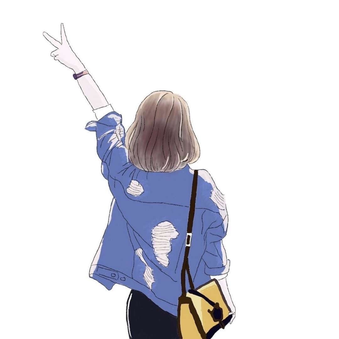 女头背影动漫，自然美景中的心灵之旅